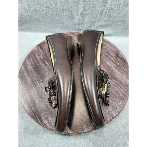 Etienne Aigner Brown "Vita" Loafers With Tassel & Gold Hardware & Low Heel 8M - Picture 11 of 13